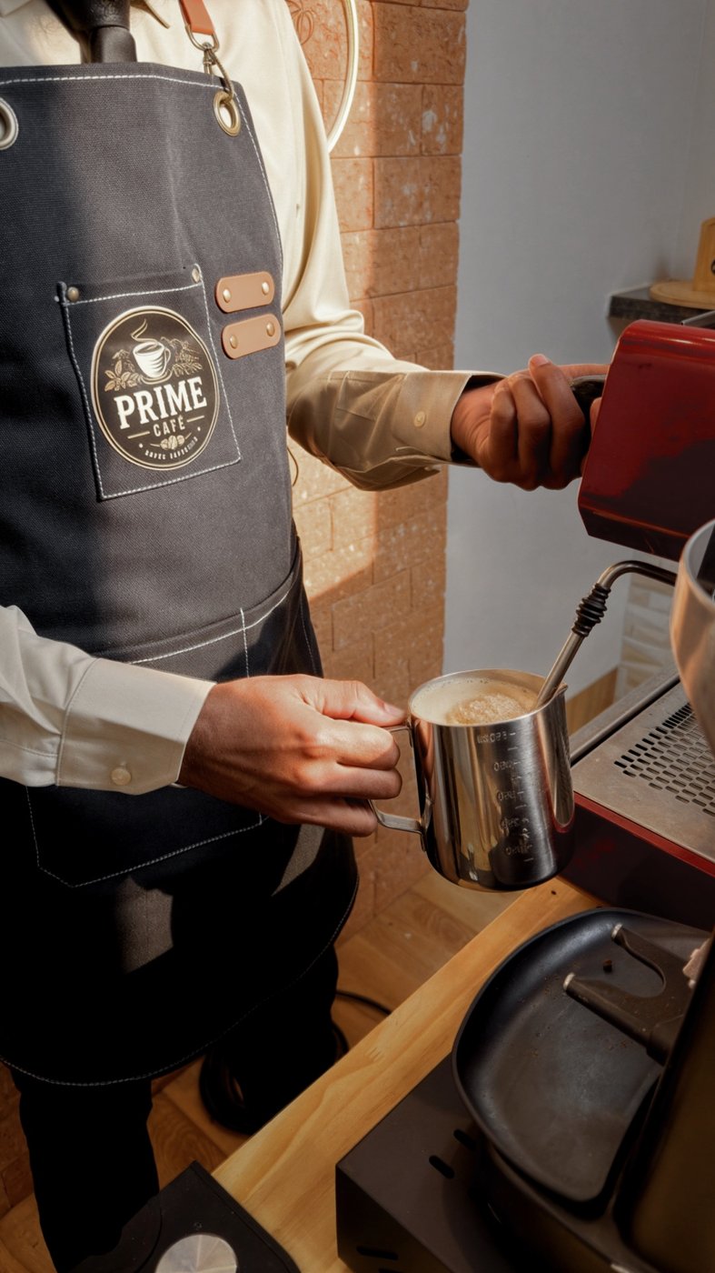 Barista vaporizando leite